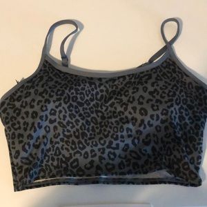 PINK leopard cropped sports bra